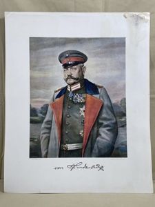 Original WWI German Print of a LARGE Painting, General Paul von Hindenburg