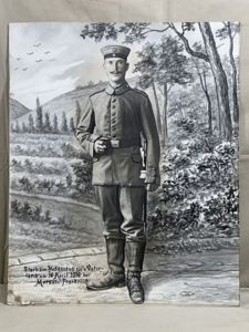Original WWI German Watercolor Painting of an Army Soldier, Print and Painting