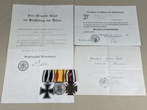 Original Pre-WWII German 3-Position Parade Medal Bar with Award Documents Set