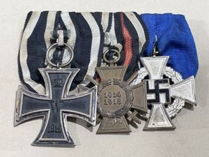 Original Pre-WWII German 3 Position Medal Bar, 1914 Iron Cross