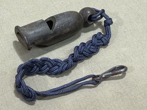 Original Nazi Era German Wooden Whistle with Blue Lanyard