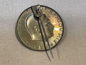 Original Nazi Era German Hitler Lapel Pin, EIN VOLK EIN REICH EIN FÐHRER