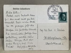 Original Nazi Era German Postcard, Day of the German Art 1937