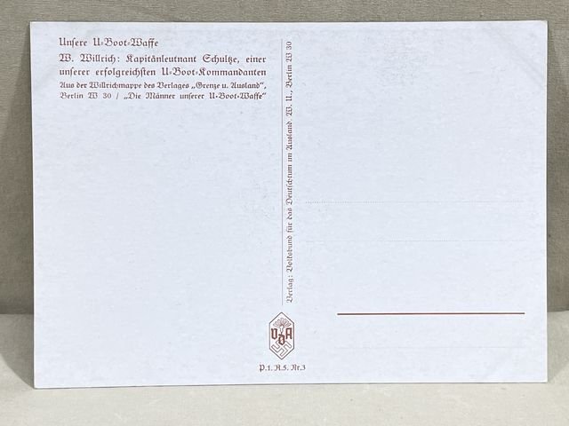 Original WWII German Personality Postcard, U-Boat Kapitðnleutnant Schiltze — image 5