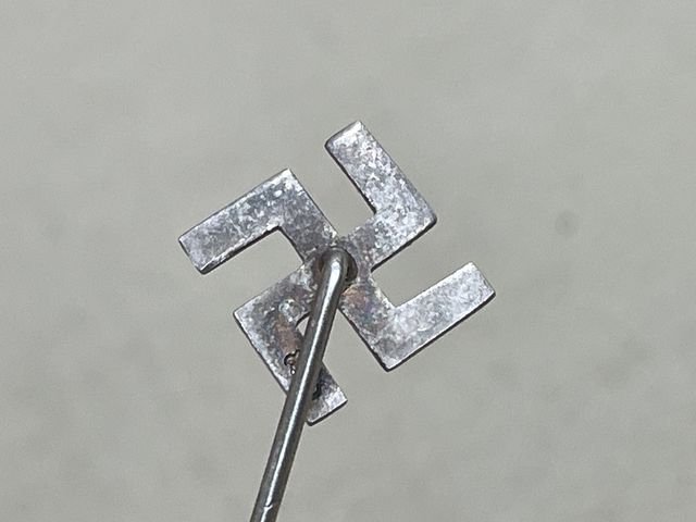 Original Nazi Era German SWASTIKA Pin, 10mm X 10mm — image 2