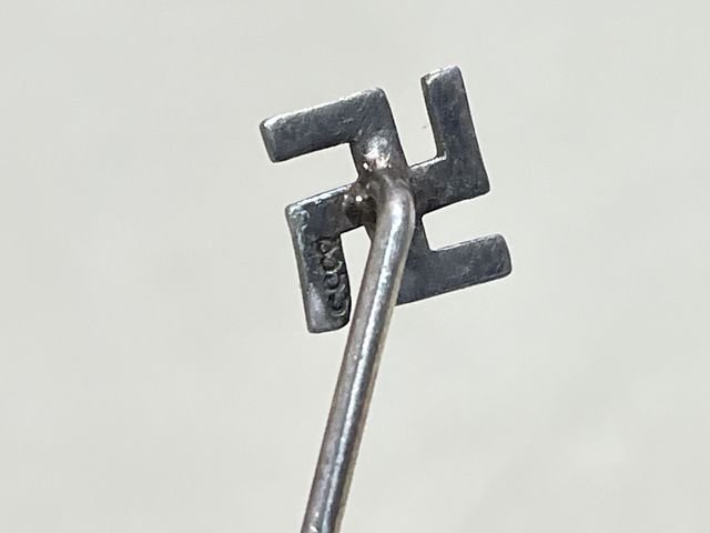Original Nazi Era German SWASTIKA Pin, 6mm X 6mm — image 2