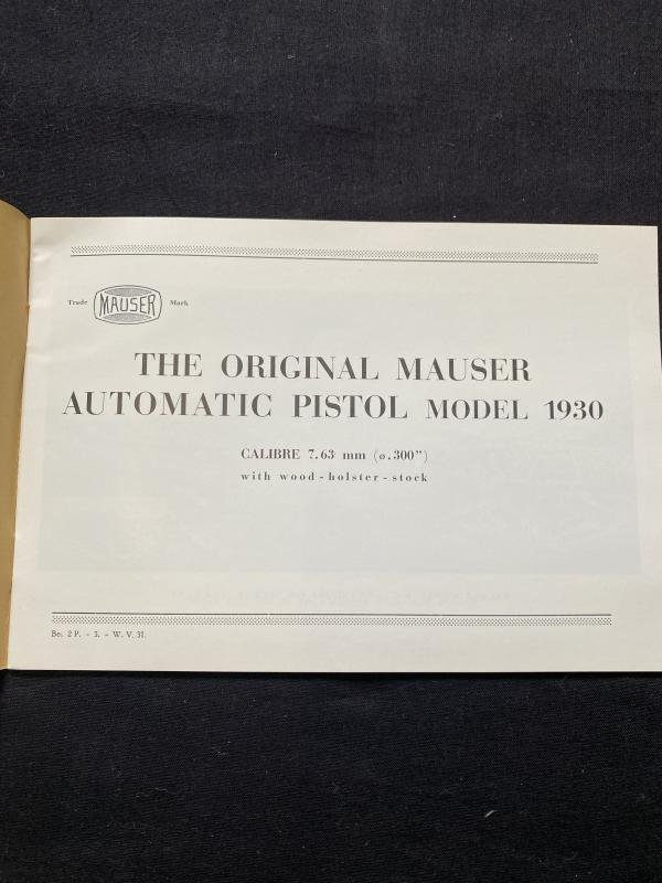 THE ORIGINAL MAUSER AUTOMATIC PISTOL MODEL 1930 MANUAL — image 2