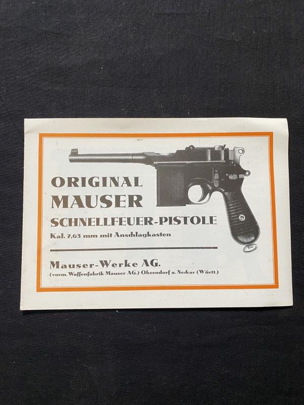 ORIGINAL MAUSER SCHNELLFEUER-PISTOLE MANUAL