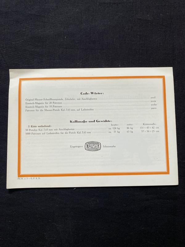 ORIGINAL MAUSER SCHNELLFEUER-PISTOLE MANUAL — image 2