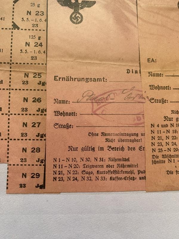 WW2 GERMAN YOUTH NUTRITION CARDS — image 4