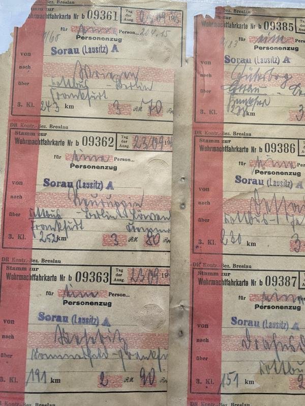 8 X WW2 GERMAN MILITARY TRAIN TICKETS — image 2