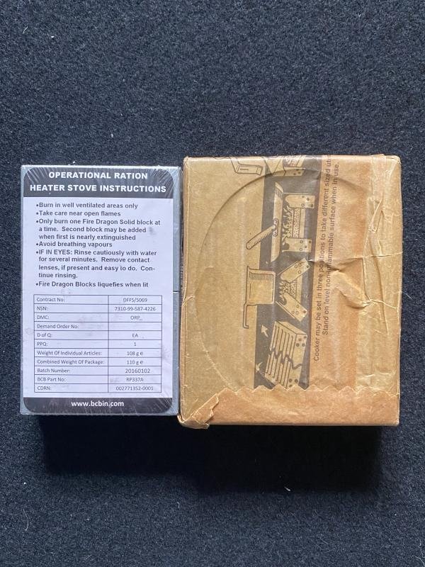 BRITISH MILITARY HEATER STOVE AND HEXAMINE TABLETS — image 2