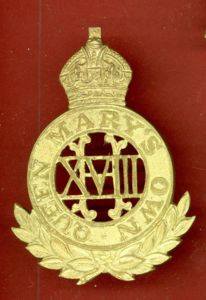 18th (Queen Mary's Own) Hussars Edwardian pouch badge.