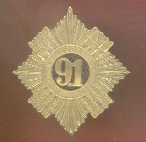 91st Regiment of Foot (princess Louise's Argyllshire Highlanders) Victorian glengarry badge