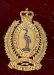 1st Regiment New Zealand Infantry(Canterbury) EIIR Officer's cap badge
