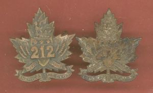 Canadian 212nd Toronto Americans Bn. Collar Badges