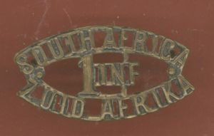SOUTH AFRICA 1st INF ZUIDAFRIKA WW1 shoulder title