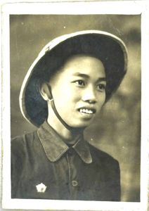 Viet Minh early North Vietnamese Army Decorated Soldier wearing an early Colonial Pith Helmet Photo