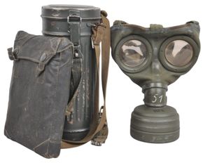 WW2 German Gas Mask & Canister With Matching Numbered Gas Cape Bag & Gas Cape 1939/1940