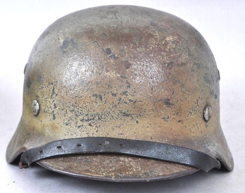 WW2 German Army M35 Sawdust/Woodchip Normandy Camouflage Helmet — image 2