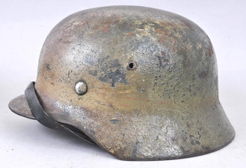 WW2 German Army M35 Sawdust/Woodchip Normandy Camouflage Helmet — image 3
