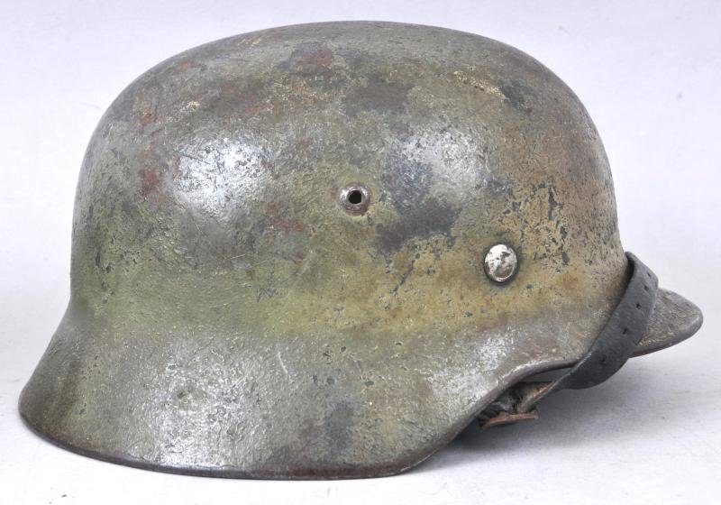 WW2 German Army M35 Sawdust/Woodchip Normandy Camouflage Helmet — image 4