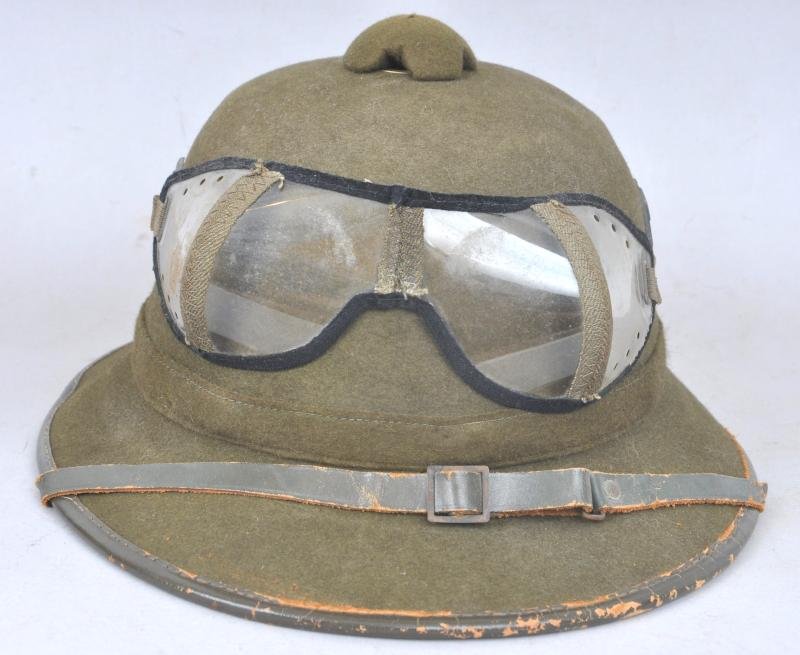 WW2 German Pith Helmet With Goggles — image 5