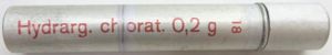 German Wehrmacht Sanitär Aluminium Tablettenröhrchen Medical Pills Tube Hydrarg. chlorat. 0,2 g Empty.