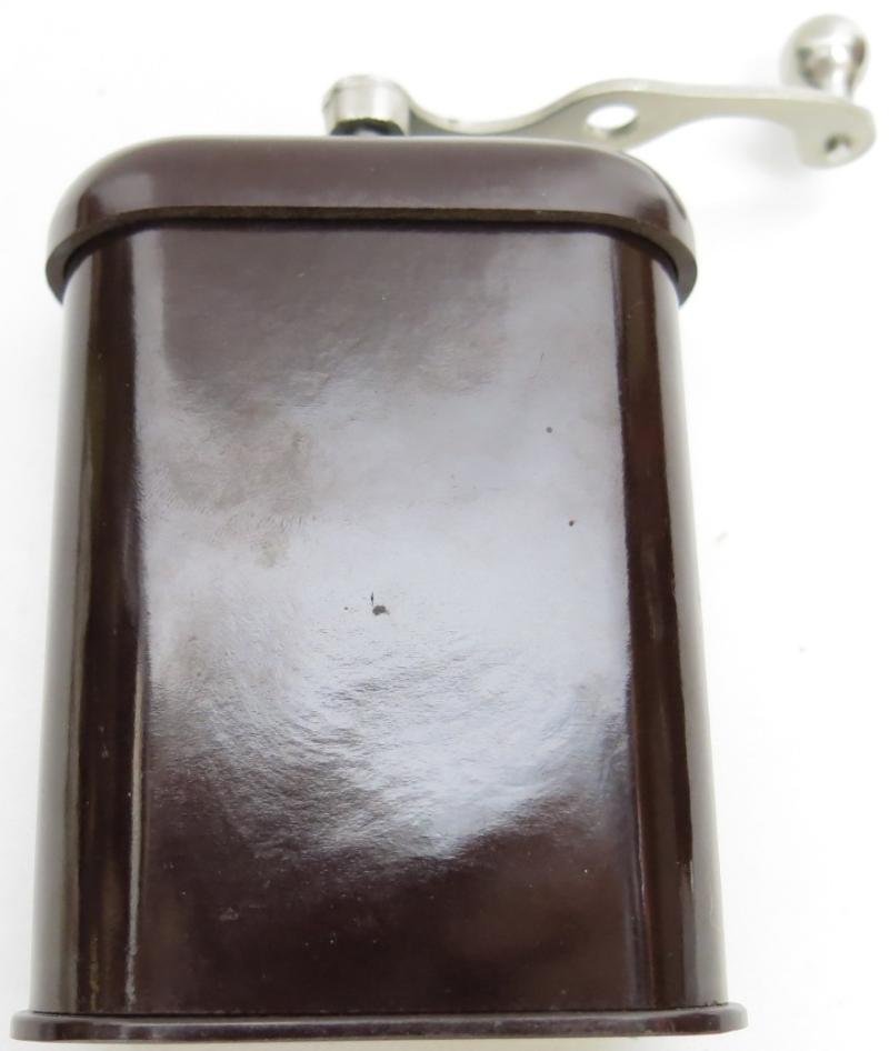German Wehrmacht Reddish Bakelite Coffee Grinder Mint Condition Double BO Garantie Stamp.