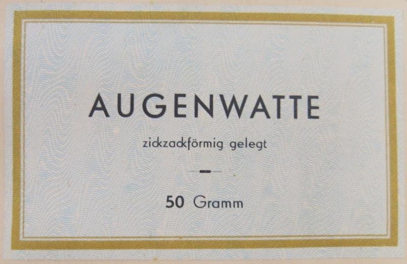 German Civilian Pre War And Wartime Era Augenwatte, (Verbandwatte), Box Of 50 Gramm Unopened.