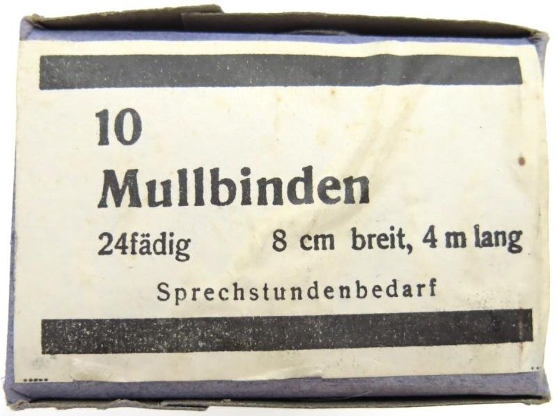 German Civilian Pre War And Wartime Era 10 Stück Mullbinden 8 cm x 4 m Complete Box.