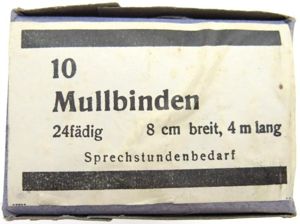 German Civilian Pre War And Wartime Era 10 Stück Mullbinden 8 cm x 4 m Complete Box.