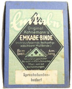 German Civilian Pre War And Wartime Era Kahnemann 10 Stück Mull-Binden 8 cm x 4 m Complete Box.