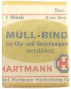 German Civilian Pre War And Wartime Era Paul Hartmann 1 Stück Mull-Binden 2 cm x 5 m In Unopened Box.