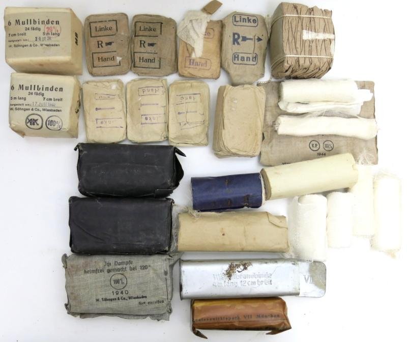German Wehrmacht Verbandkasten Full With Different Dressings, As Found.