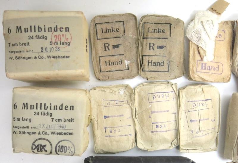 German Wehrmacht Verbandkasten Full With Different Dressings, As Found.