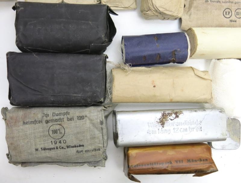 German Wehrmacht Verbandkasten Full With Different Dressings, As Found.