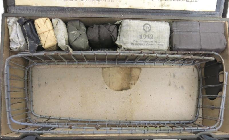 German Wehrmacht Verbandkasten Full With Different Dressings, As Found.