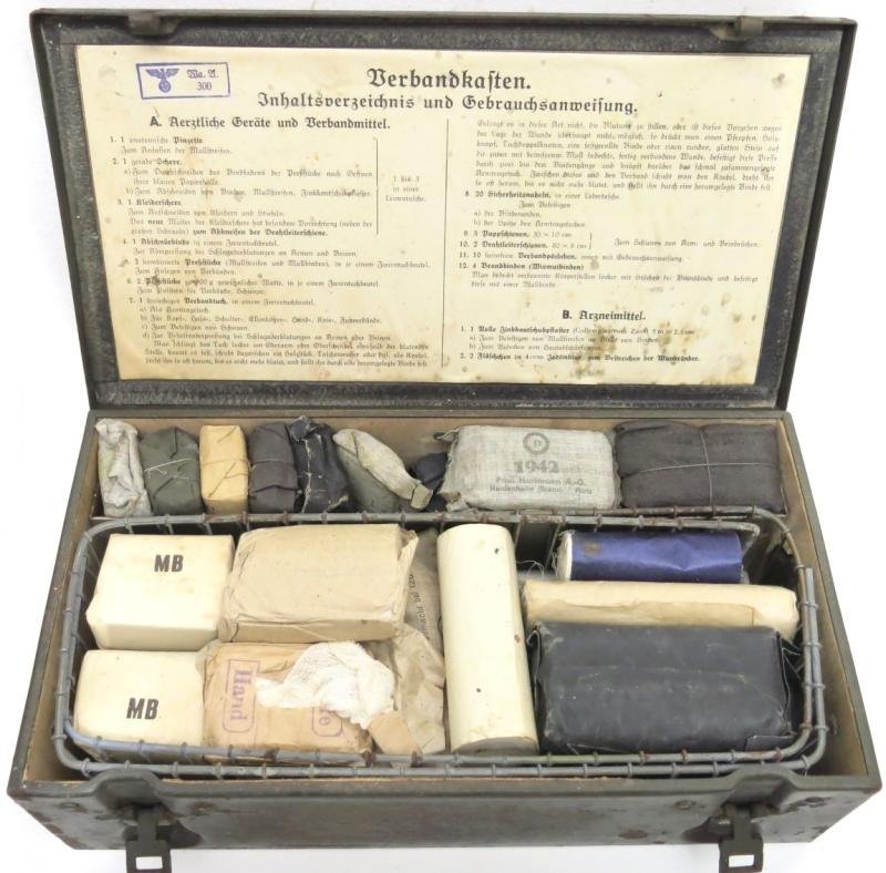 German Wehrmacht Verbandkasten Full With Different Dressings, As Found.