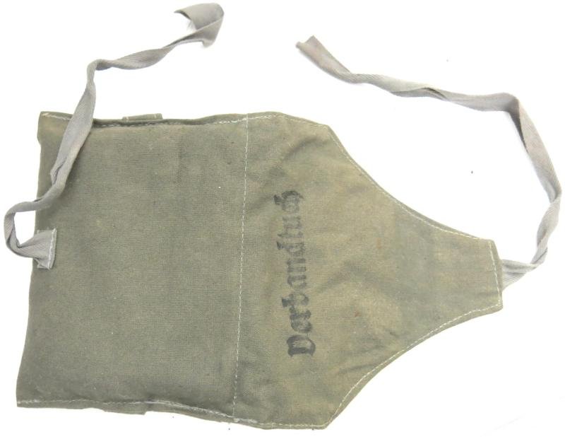 German Wehrmacht Medical Verbandtuch Scarf In White With Cloth Bag.