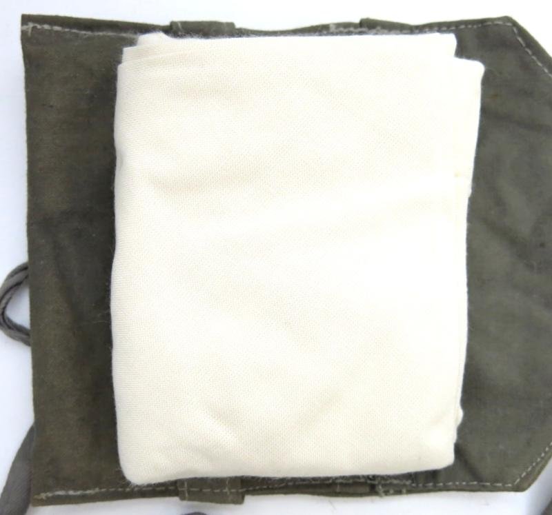 German Wehrmacht Medical Verbandtuch Scarf In White With Cloth Bag.