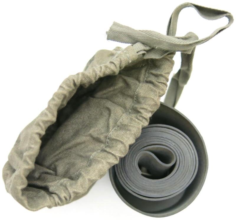 German Wehrmacht Medical Abschnürbinde Black Rubber Tourniquet With Cloth Bag.
