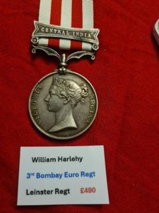 Indian Mutiny medal, William Harlehy, Leinster Regt