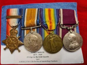 Irish Guards, A/RSM James Whyte 1914 Star Trio