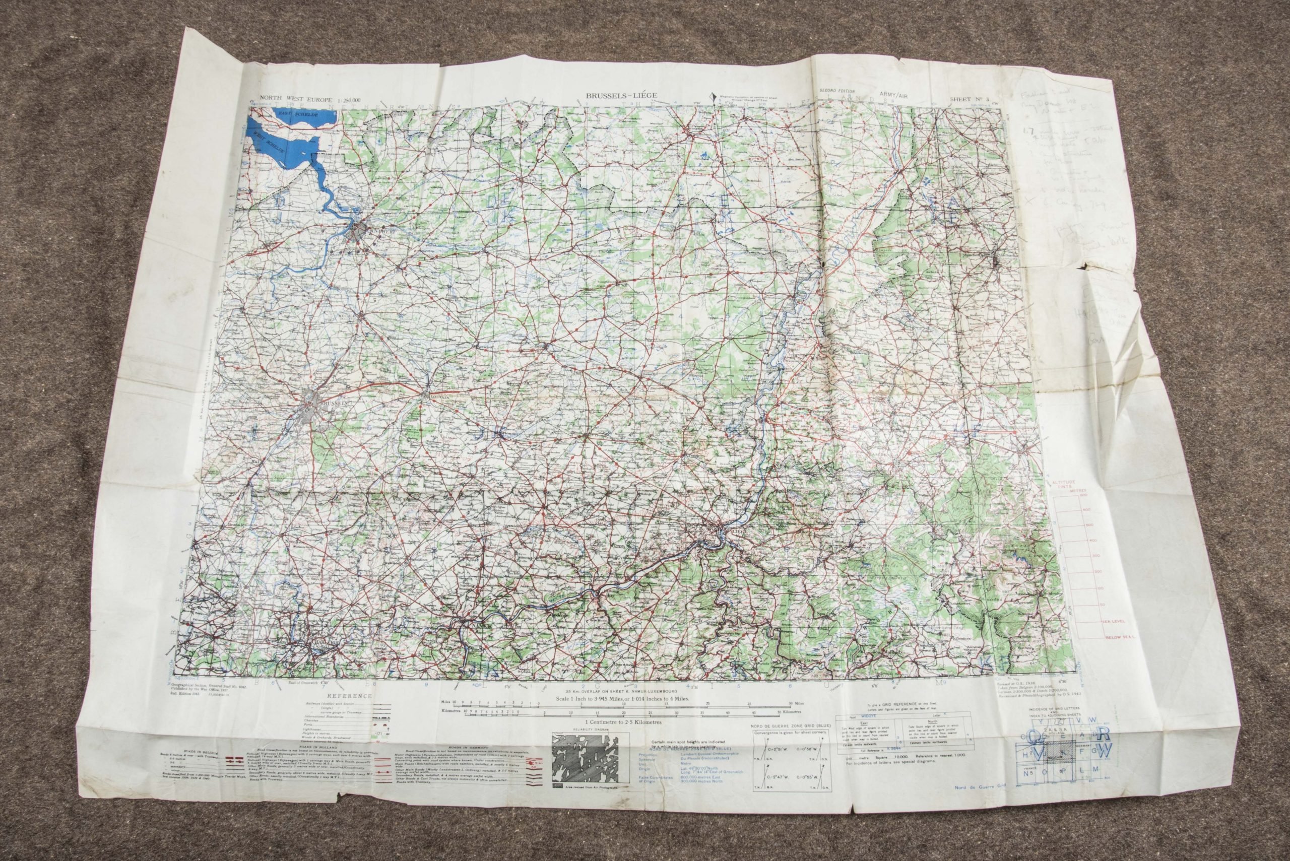 British 1:250 000 Ardennes map, Brussels-Liege