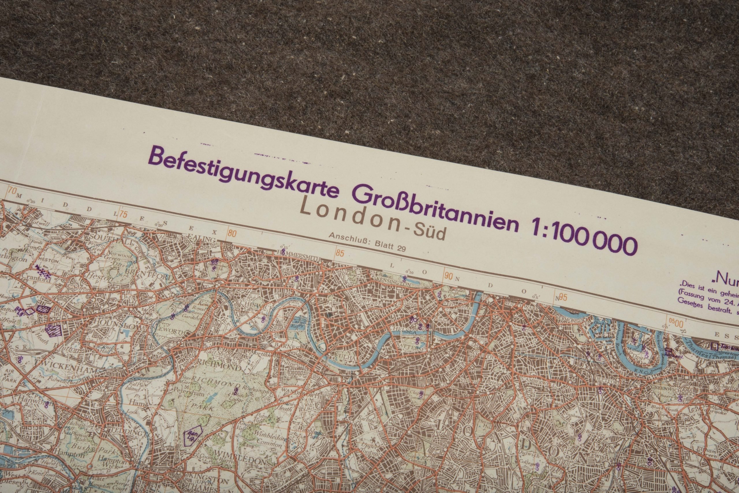 Rare Befestigungskarte 1:1 000 000 Grossbritannien London-Süd — image 2