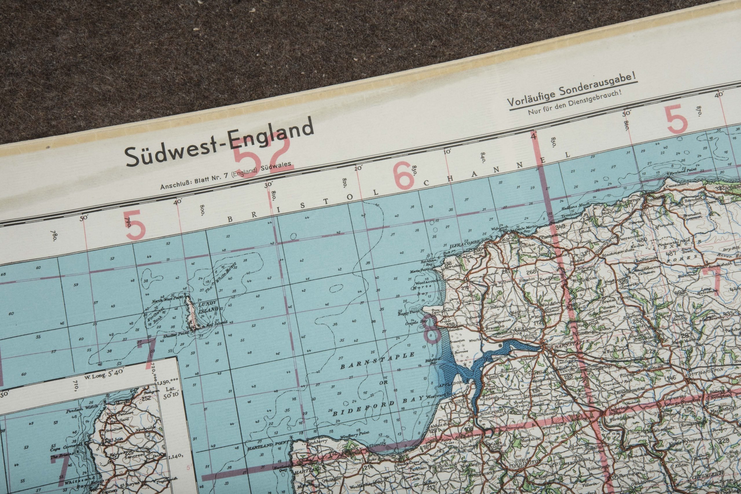 Luftwaffe laminated Fliegerkarte 1:250 000 – Südwest-England, Plymouth, Exceter — image 3