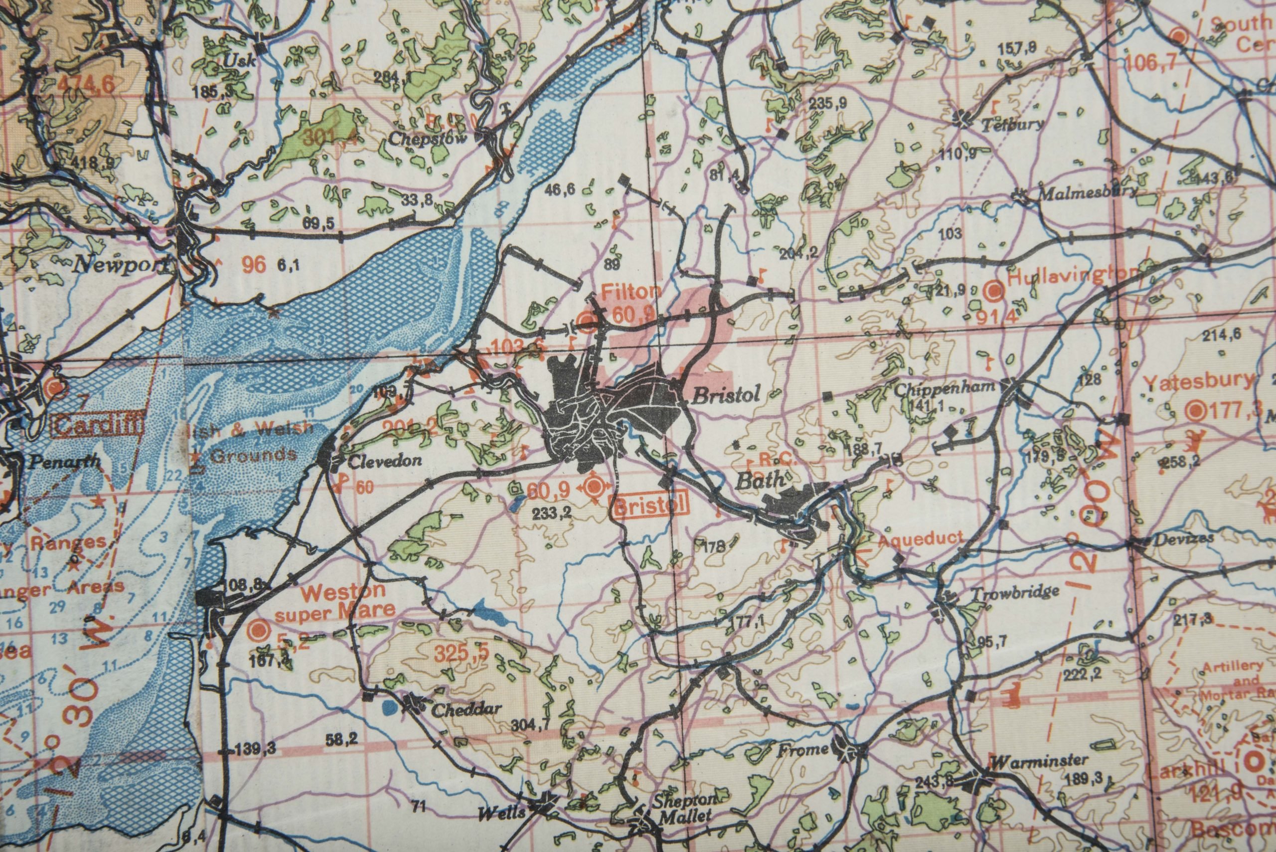 Luftwaffe laminated Fliegerkarte 1:250 000 – Midlands, Wales, London, Bristol, Birmingham, Christchurch — image 4