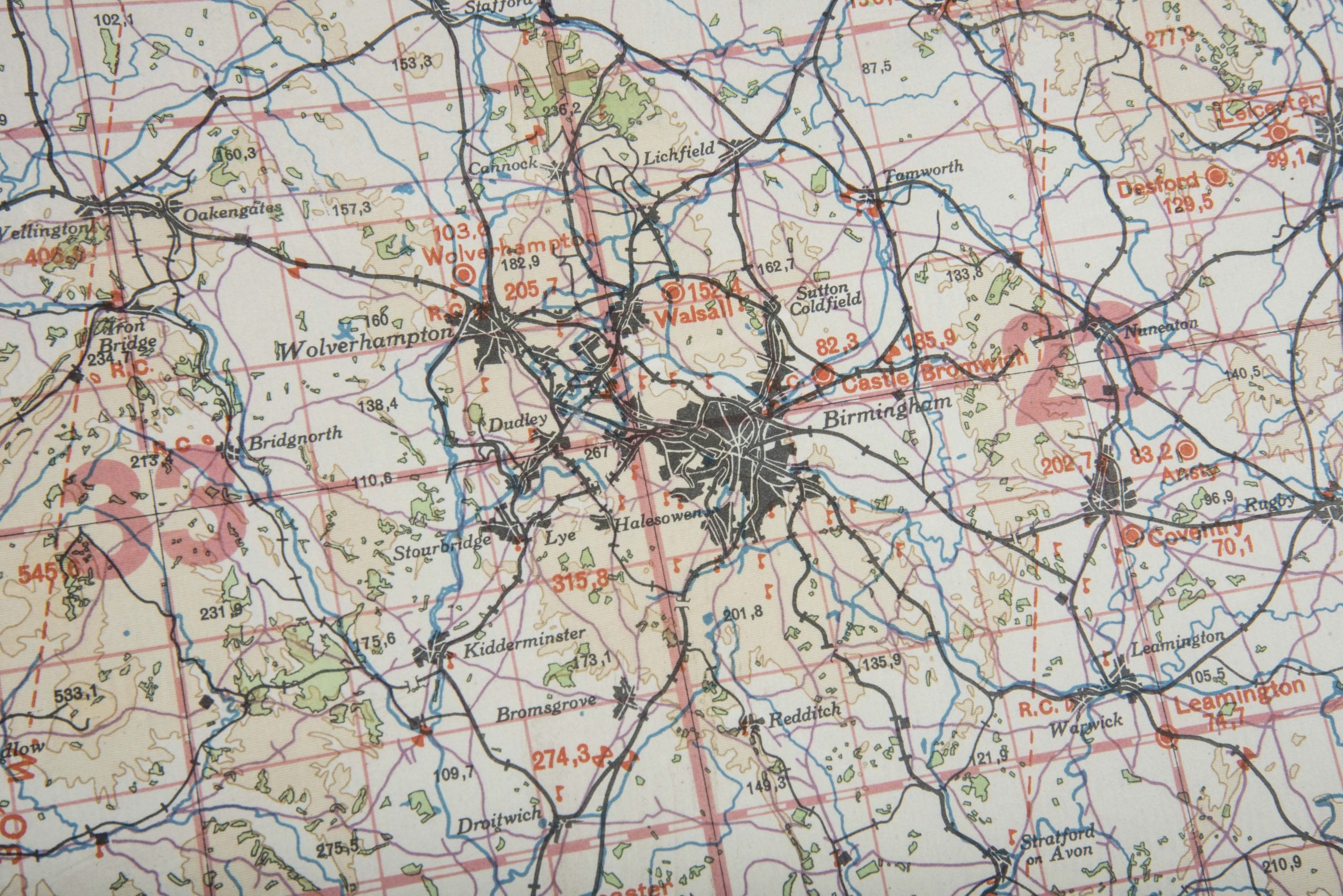 Luftwaffe laminated Fliegerkarte 1:250 000 – Midlands, Wales, London, Bristol, Birmingham, Christchurch — image 5