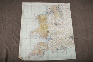 Luftwaffe laminated Fliegerkarte 1:250 000 – Midlands, Wales, London, Bristol, Birmingham, Christchurch